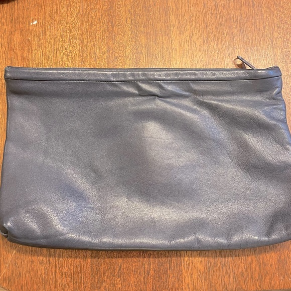 Vintage 100% Genuine Leather Navy Purse or Clutch by TJW for Mervyns 80s/90s - Picture 1 of 11